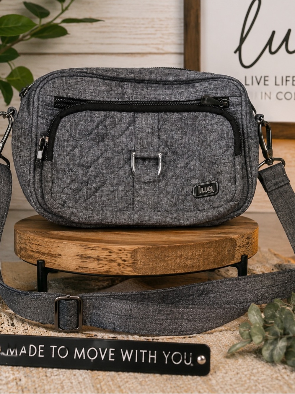 Lug Gray Quilted Crossbody Messenger Bag